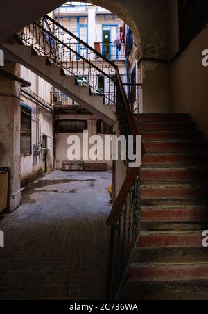 HAVANA, CUBA - CIRCA JANUARY 2020: Entrance to old building in Havana, typicaly called Solar. Stock Photo