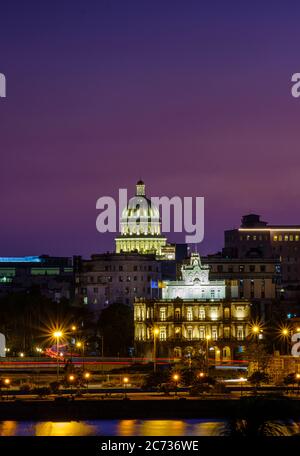 HAVANA, CUBA - CIRCA JANUARY 2020: La Havana skyline at night. Stock Photo