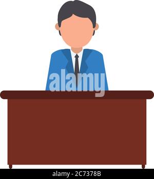 Boss Working Character Vector. Working Male. Modern Office Workplace ...