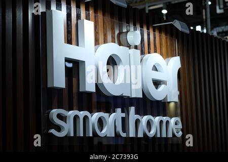 Haier logo company sign on the wall. Haier Group Corporation is a Chinese  collective multinational consumer electronics and home appliances company  Stock Photo - Alamy