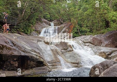 Josephine Falls is between Innisfail and Babinda and just off the Bruce Highway when heading up to the Cairns Region of Far North Queensland Australia Stock Photo