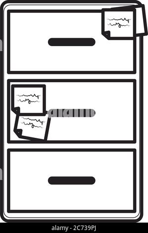 cabinet with memos office supply stationery work flat style icon vector ...