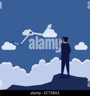 Businessman looking through the glass looking for investment. Stock Vector