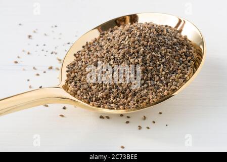 Anise Seeds on a Spoon Stock Photo
