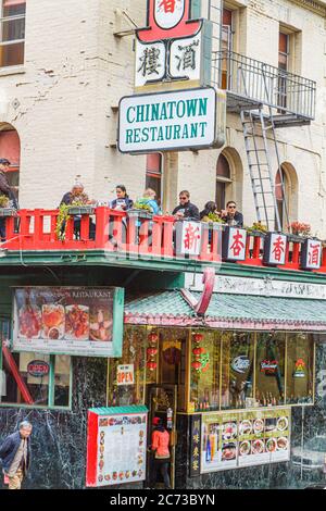 San Francisco California,Chinatown,Washington Street neighborhood,Chinatown,restaurant restaurants food dining cafe cafes,service,hanzi,Chinese langua Stock Photo