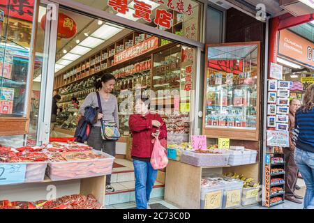 San Francisco California,Chinatown,Grant Street,Nam Hai Corporation,shopping shopper shoppers shop shops market markets marketplace buying selling,ret Stock Photo