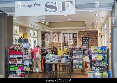 San Francisco California,San Francisco International Airport,SFO,shopping shopper shoppers shop shops market markets marketplace buying selling,retail Stock Photo