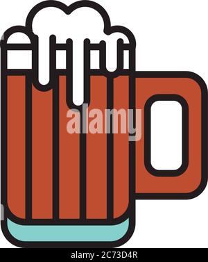 beer wooden jar drink international day fill style vector illustration ...