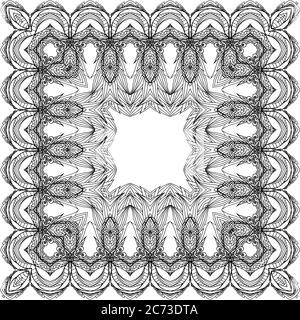 Black and white doodle frame with boho pattern. Vector elements for scrapbooking, greeting cards, and your creativity Stock Vector