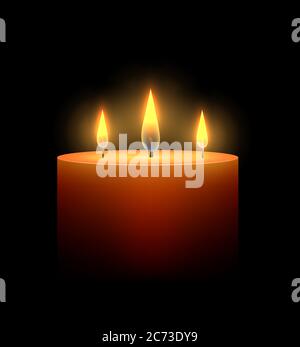 Burning candle in the dark. Vector element for your creativity Stock Vector