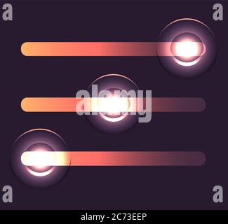 Set of glowing sliders. Vector element for web sites, banners and your design Stock Vector