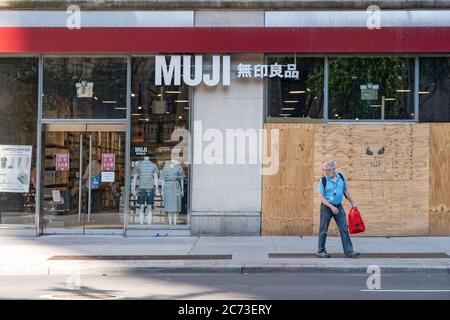 NEW YORK, NY - JULY 13: A Muji store on Fifth Avenue is seen on July 13, 2020 in New York City. Stock Photo