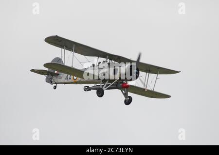 G-BGMC, a Fairey Swordfish I (formerly W5856 in Royal Navy Service), operated by the Royal Navy Historic Flight, displaying at East Fortune in 2016. Stock Photo