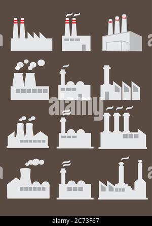 Different industrial plants - vector illustration Stock Vector Image ...