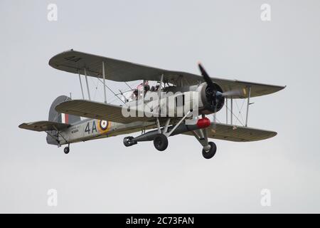 G-BGMC, a Fairey Swordfish I (formerly W5856 in Royal Navy Service), operated by the Royal Navy Historic Flight, displaying at East Fortune in 2016. Stock Photo