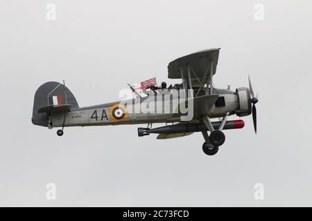 G-BGMC, a Fairey Swordfish I (formerly W5856 in Royal Navy Service), operated by the Royal Navy Historic Flight, displaying at East Fortune in 2016. Stock Photo