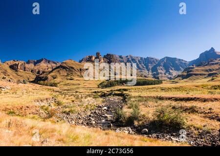 Drakensberg, View of mountains (Rhino Horn Peak), Garden Castle,  Mkhomazi Wilderness area, KwaZulu-Natal, South Africa, Africa Stock Photo