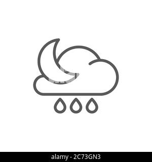 Cloud rain and moon vector icon symbol weather isolated on white background Stock Vector