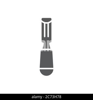 Carpenter chisel vector icon symbol isolated on white background Stock Vector