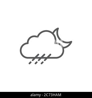Cloud rain and moon vector icon symbol weather isolated on white background Stock Vector