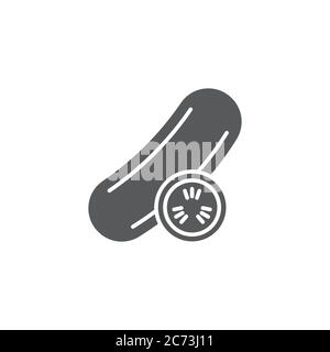Cucumber slice vector icon symbol isolated on white background Stock Vector