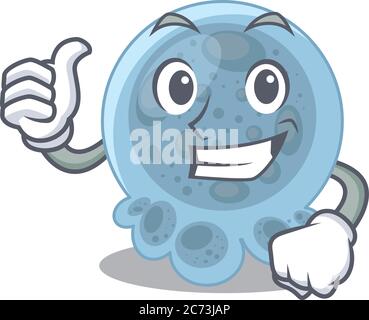 Pasteurella cartoon picture design showing OK finger pose Stock Vector