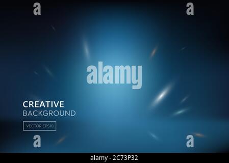 Modern abstract gradient dark blue background with glowing sparking light Stock Vector