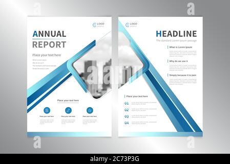 Business annual report cover design vector template in white blue theme Stock Vector