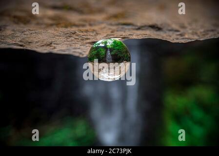Waterfall through a looking glass Stock Photo