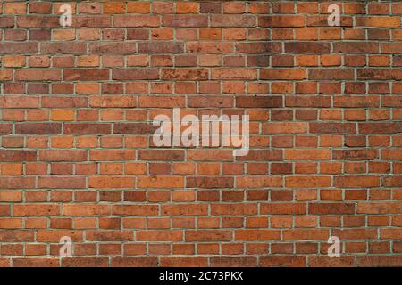 Panoramic background of wide old red brick wall texture. Home or office design backdrop. Stock Photo