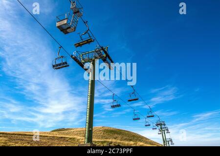 Chairlift in summer, Massif of Sancy, Auvergne , France Stock Photo