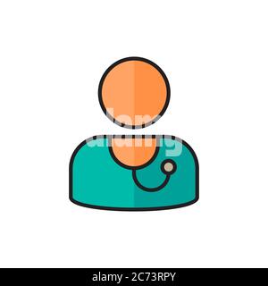 Doctor with stethoscope vector icon symbol isolated on white background Stock Vector