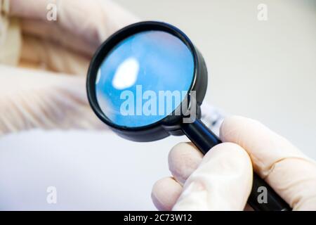 magnifying glass used in laboratory