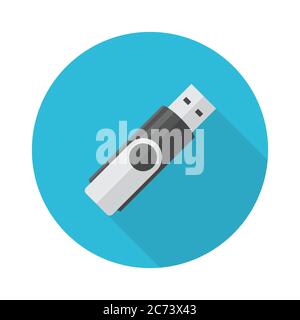 USB Flash drive icon. Flat style with long shadow icon. Vector illustration Stock Vector