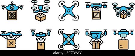 Drone delivery service icons set vector flat Stock Vector