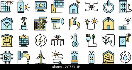 Autonomous house icons set vector flat Stock Vector