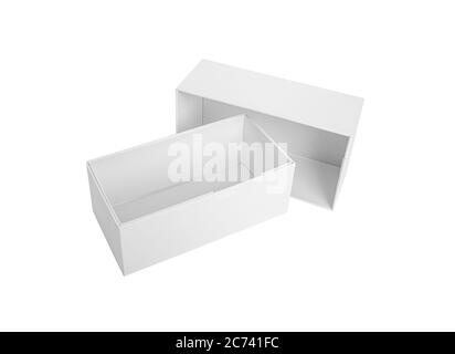 Open cardboard box isolated on white background Stock Photo