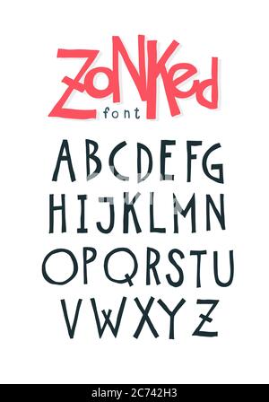 Cheerful friendly font. Vector. The letters are all separately. Set of letters of the English alphabet. Latin characters. Hipster comic style. Font fo Stock Vector