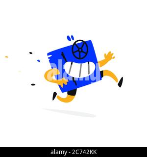 Illustration of a cute cartoon safe character. Vector. Mascot for companies. Icon for the site. Image is isolated on a white background. Cheerful and Stock Vector