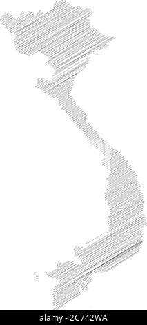Scribble map of Vietnam. Sketch Country map for infographic, brochures ...