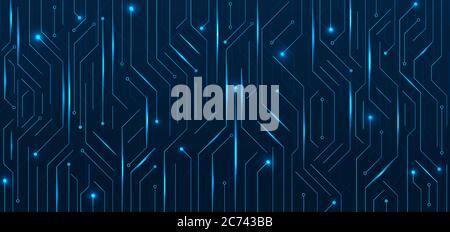 Technology circuit board style line pattern design blue light glow. vector illustration. Stock Vector