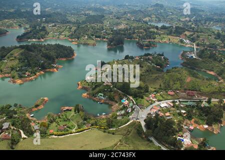 View from the summit of Stone of El Penol near Guatape in Colombia Stock Photo