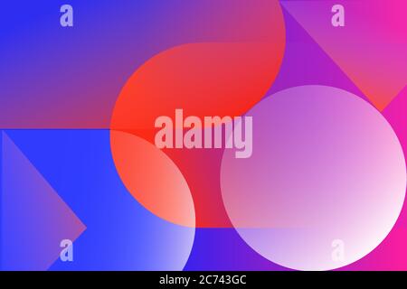 Abstract colored background from triangles, circles and lines. Vector. Geometric figures. Horizontal vibrant gradient background for projects. Modern Stock Vector