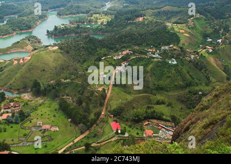 View from the summit of Stone of El Penol near Guatape in Colombia Stock Photo