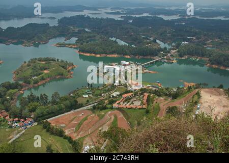 View from the summit of Stone of El Penol near Guatape in Colombia Stock Photo