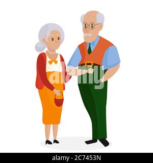 Happy grandparents together isolated. Grandparents day. Grandpa and grandma. Elderly couple. Cartoon vector illustration Stock Vector