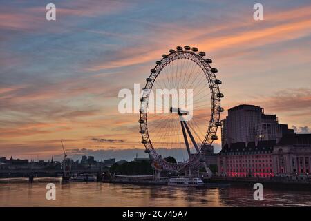 The stopped London Eye during the coronavirus outbreak. Stock Photo