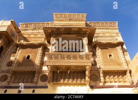 Jaisalmer, Rajasthan, India- Feb 18,2020.A Outer View Of Haveli With In Golden Fort Stock Photo