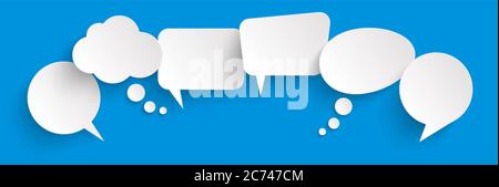 illustration of six speech bubbles with shadow looking like stickers ...