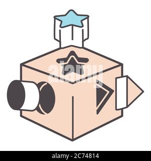 Busy board for children development, cube with objects Stock Vector